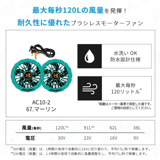 【2026年 マーリンファン＋30Vバッテリーセット】バートル BURTLE 空調ウェア EFウェア 【AC1191】 長袖 ブルゾン 超冷却保冷剤付き