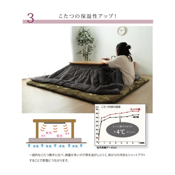 国産固綿40mm使用 ラグ ふっくら極厚敷き布団 『シャルマン』 約195×195cm | 冬 あったかい あたたかい 暖かい 温かい 暖房_5