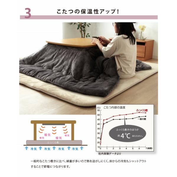 国産固綿40mm使用 マイクロファイバー生地 ふっくら敷 『フィーラF敷』 約190×190cm | 冬 あったかい あたたかい 暖かい 温かい 暖房_5
