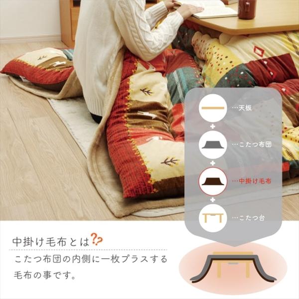 こたつ布団用 中掛け毛布 洗える 正方形 アクリル 約200×200cm | 冬 あったかい あたたかい 暖かい 温かい 暖房_1