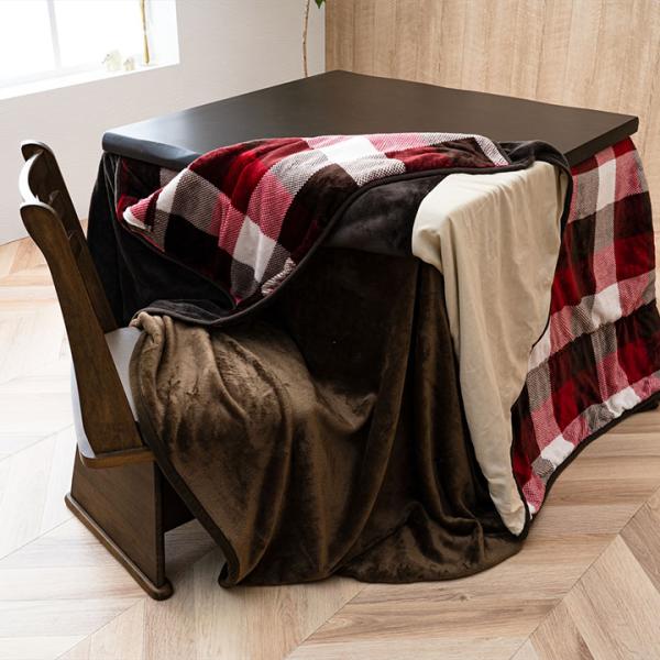 こたつ布団用 中掛け毛布 洗える ハイタイプ フランネル 約90×90×65cm | 冬 あったかい あたたかい 暖かい 温かい 暖房