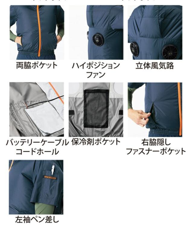 【2026年 24V 日本製バッテリー＆ファン付き】空調風神服 アタックベース The tough 空調ウェア 服【2245】ペルチェデバイス付き 半袖_4