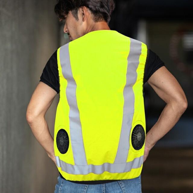 【7.4V ファン＆バッテリーセット付】ブレイン BRAIN 【MESH-KB-103-1】高視認性/胸スイッチ/空調ベスト