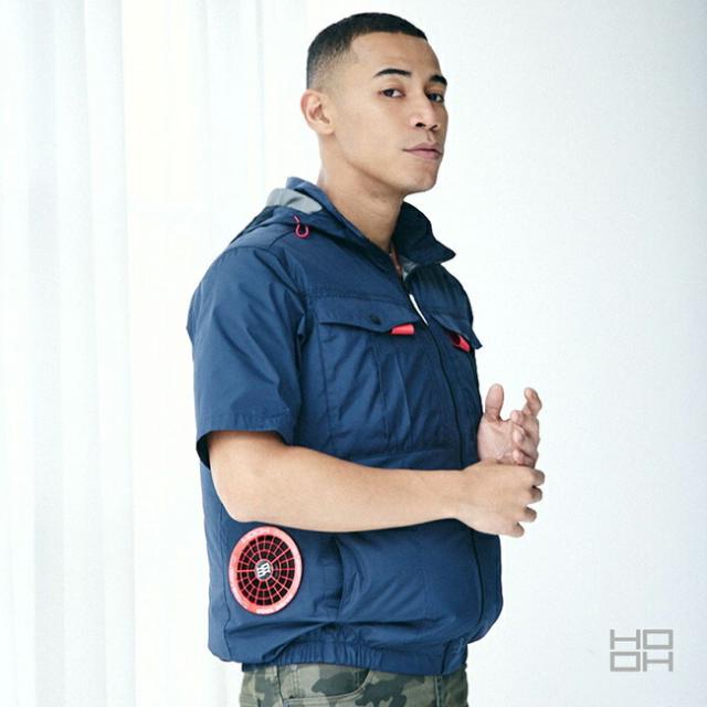 【2026年 30V 専用バッテリー＆ファン付き】鳳凰 HOOH 村上被服 快適ウェア EFウェア【V1217】サイドファン半袖フードジャケット_2