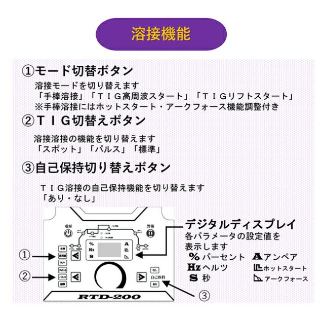 レグルス インバーター直流ＴＩＧ溶接機 RTD-200 【代金引換不可】【北海道・沖縄・離島不可】_3