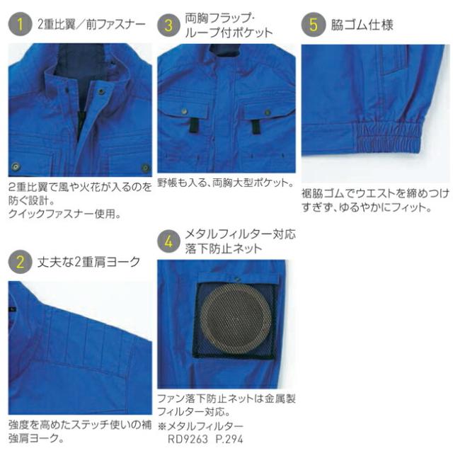 【24V 2025年 GLOBALバッテリー＆ファン付き】空調風神服 sun-s サンエス 空調ウェア フルハーネス用長袖ブルゾン KF92400G_4