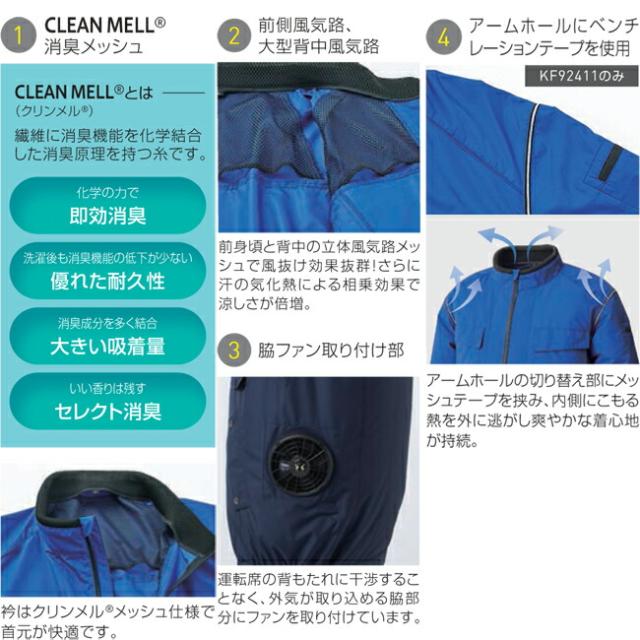 【24V 2025年 GLOBALバッテリー＆ファン付き】空調風神服 sun-s サンエス 空調ウェア エコ長袖ブルゾン KF92411_4