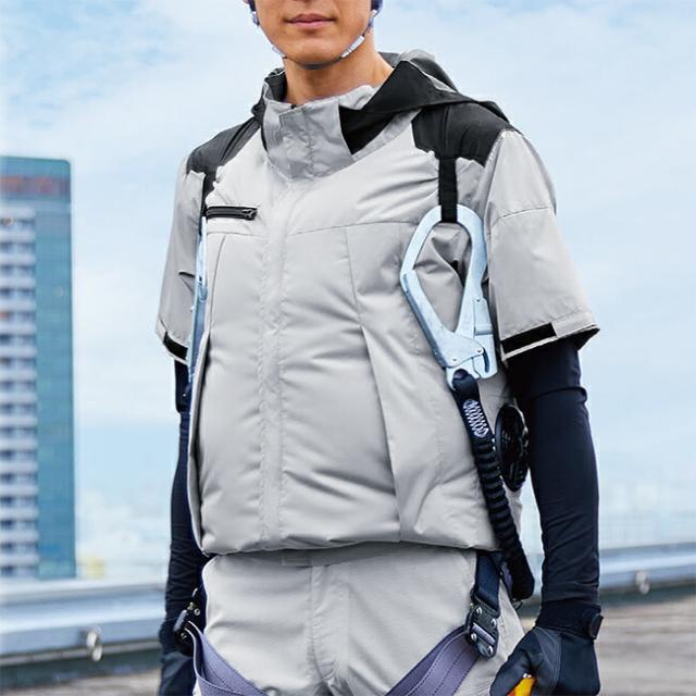 【24V 2025年 GLOBALバッテリー＆ファン付き】サンエス SUN-S 空調風神服【KF92500】チタン加工 半袖ブルゾン_1