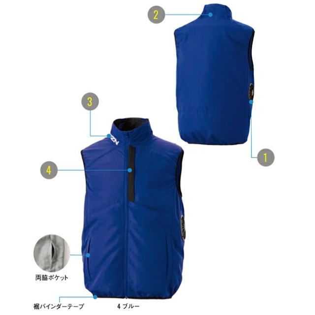 【2026年 30V 海外製バッテリー＆ファン付き】サンエス SUN-S 空調風神服 空調ウェア 【KF96032】 チタン加工 ベスト_1