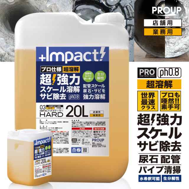 世界最速 スケール除去剤 サビ落とし 尿石除去 インパクトデスケーラー【ハード】20L ph0.8±0.5 パイプ エフロ カルシウム溶解液 カルキ