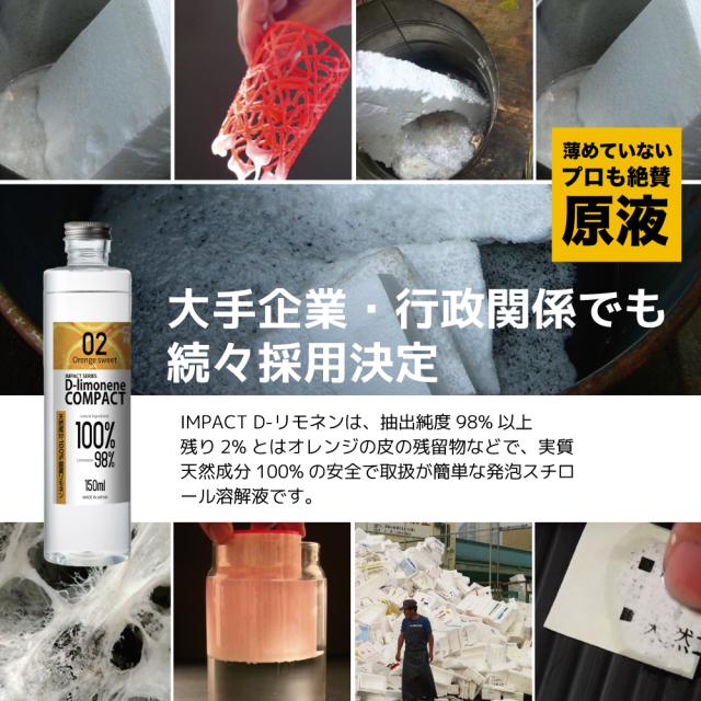 【天然成分100%】超高純度 D-リモネン溶剤 インパクト D- リモネン 原液 1L / 一斗缶 発泡スチロール スタイロフォーム 溶解液 シール剥がし 落書き消し 天然ゴム溶解【業務用プロの道具】_4