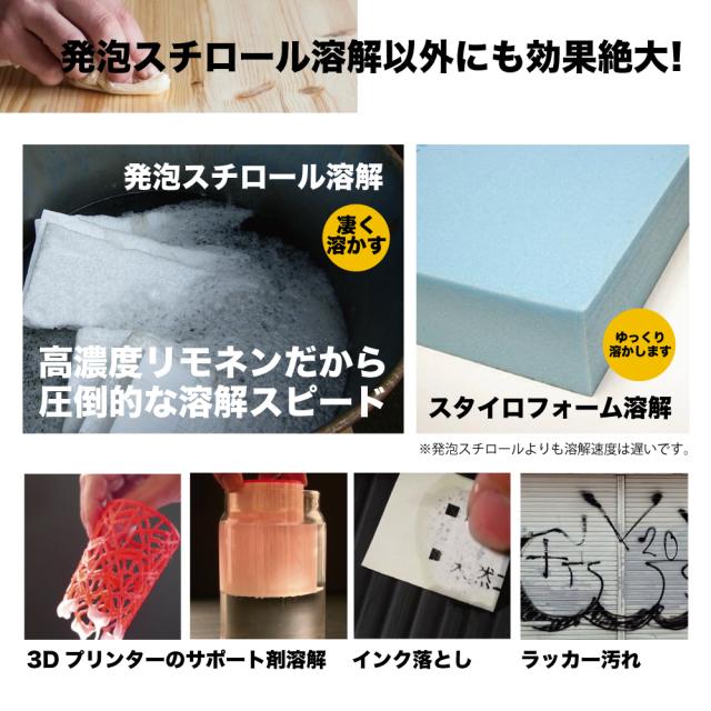 【天然成分100%】超高純度 D-リモネン溶剤 インパクト D- リモネン 原液 1L / 一斗缶 発泡スチロール スタイロフォーム 溶解液 シール剥がし 落書き消し 天然ゴム溶解【業務用プロの道具】_7
