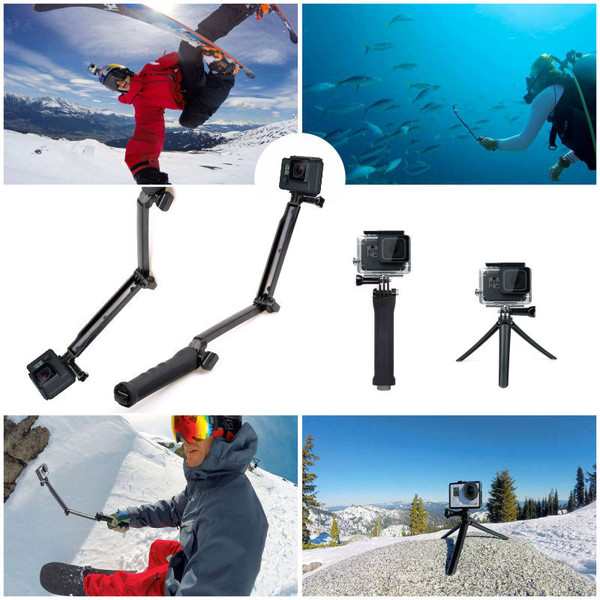 GoPro ゴープロ 9 8 7 対応 アクセサリー 3way 自撮り棒 アクション 