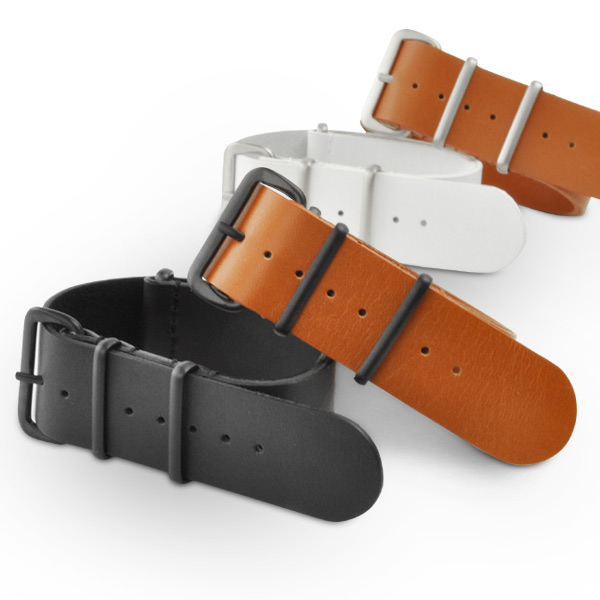新品 腕時計 ベルト ナイロン 革 バンド 22mm ベージュ 栃木レザー 時計ナイロンバンド NATOベルト ブラック×ホワイト×ブルーライン 22mm