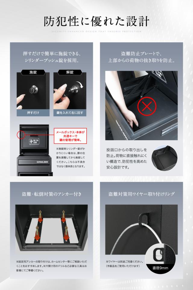 宅配ボックス【一級建築士監修】複数投函可能・大容量 130L ポスト一体型 宅配BOX 組み立て不要 屋外 置き配 防水 戸建て用 両開き 簡単設置 EXCITECH ギフト プレゼント