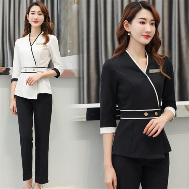 ユニフォーム レディース 上下セット パンツ 半袖 七分袖 エステユニフォーム 美容 マッサージ 女性 サロン エステサロン 制服の通販は 9,880円