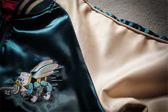 スカジャン和風和柄フライトジャケット刺繍ジェンダーレス龍虎