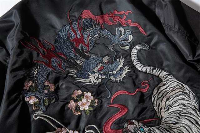 スカジャン メンズ 刺繍 ジャケット サテン 光沢 和柄 和風 花柄