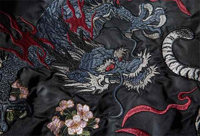 スカジャン メンズ 刺繍 ジャケット サテン 光沢 和柄 和風 花柄 鳳凰