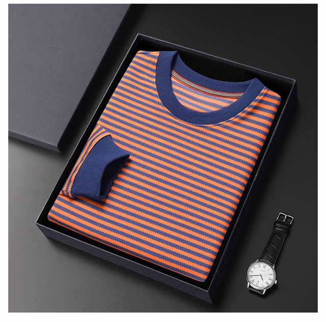 tシャツ メンズ 長袖 ストライプ カットソー  ビジネス クールビズ 紳士 シンプル カジュアル インナー トップス 部屋着 秋の通販は