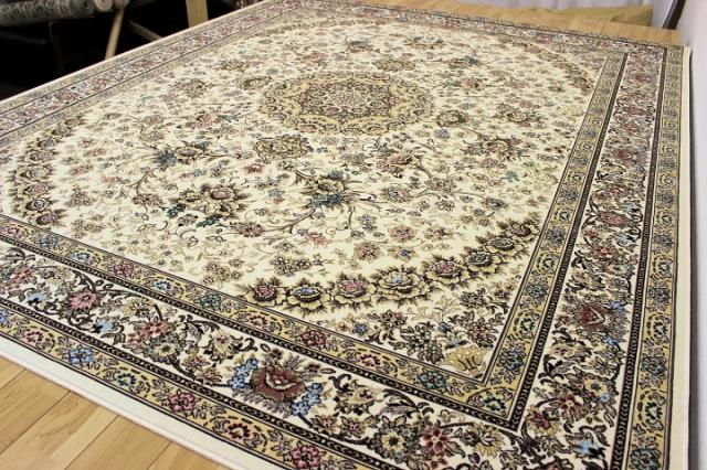 日本製 カーペット ラグマット 洗える 薄手 約 4.5畳 240×240 cm 正方形 スクエア サイズ モケット織り 絨毯 ラグ オールシーズン 床暖房対応 抗菌 防臭 総柄 クラシック OSM 【モンタナ240×240】_1