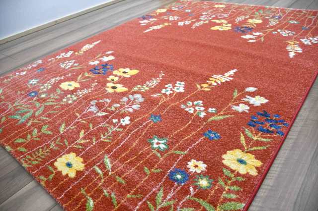 ベルギー ラグ ラグマット 133ｘ195cm 絨毯 カーペット 約 1.5畳 花柄