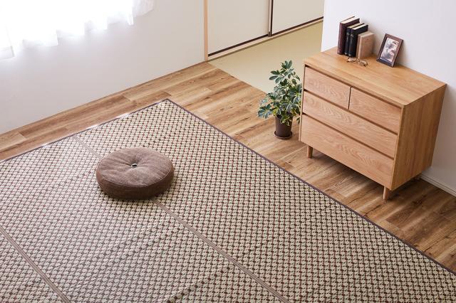 ビニール風 柄上敷き 約261×352糎 い草風引っ敷き 洗える引っ敷き 余暇居敷き ござ ゴザ 畳の上 フローリング 和風 和今めかしい 6帖 六畳 261x352 【ルイス日本の首都間６畳】