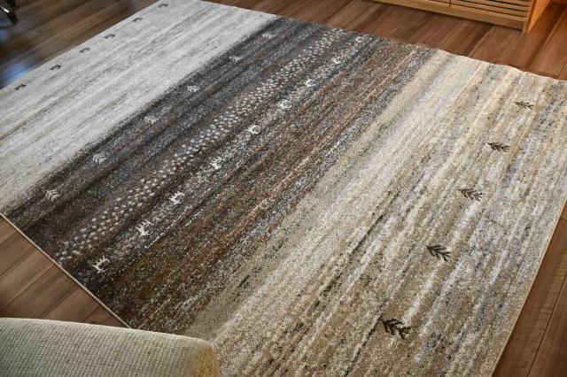 ラグマット 3畳 厚手 ラグ 200×250 カーペット ギャッベ柄 北欧モダン おしゃれ かわいい デザインラグ じゅうたん ウィルトン グレー ブラウン CNL 【ゴイアン 200×250cm】 床暖対応_3