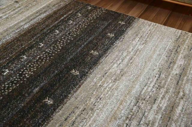 ラグマット 3畳 厚手 ラグ 200×250 カーペット ギャッベ柄 北欧モダン おしゃれ かわいい デザインラグ じゅうたん ウィルトン グレー ブラウン CNL 【ゴイアン 200×250cm】 床暖対応_6