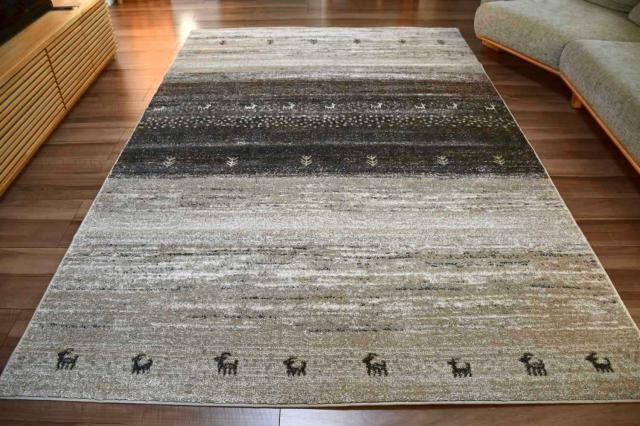 ラグマット 3畳 厚手 ラグ 200×250 カーペット ギャッベ柄 北欧モダン おしゃれ かわいい デザインラグ じゅうたん ウィルトン グレー ブラウン CNL 【ゴイアン 200×250cm】 床暖対応_2
