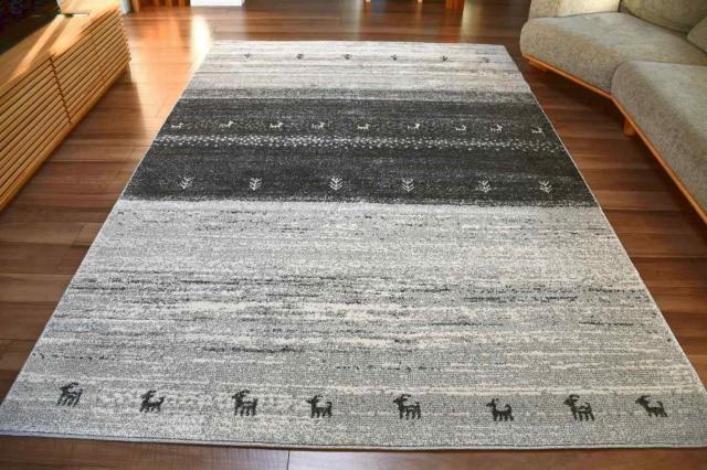 ラグマット 3畳 厚手 ラグ 200×250 カーペット ギャッベ柄 北欧モダン おしゃれ かわいい デザインラグ じゅうたん ウィルトン グレー ブラウン CNL 【ゴイアン 200×250cm】 床暖対応_9