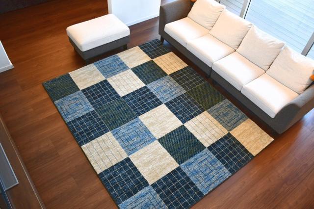 ラグマット 北欧 モダン おしゃれ 絨毯 6畳 240×330cm 絨毯 じゅうたん ウィルトン 厚手 ブルー ベージュ カジュアル 当社在庫 【パミ ２４０×３３０】 約六畳 ラグ Pam 240ｘ330 長方形_6