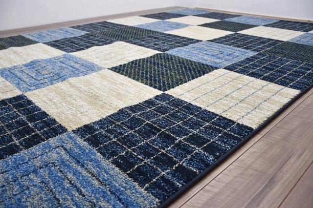 ラグマット 北欧 モダン おしゃれ 絨毯 6畳 240×330cm 絨毯 じゅうたん ウィルトン 厚手 ブルー ベージュ カジュアル 当社在庫 【パミ ２４０×３３０】 約六畳 ラグ Pam 240ｘ330 長方形_3