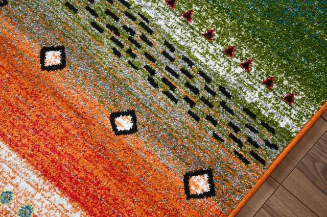 絨毯 ラグ 160×230cm おしゃれ かわいい 厚手 カーペット ギャッベ風 柄 じゅうたん ウィルトン織 オレンジ ネイビー デザインラグ CNL 【ロッブ 160×230】 長方形 約3畳 サイズ ラグマット_6