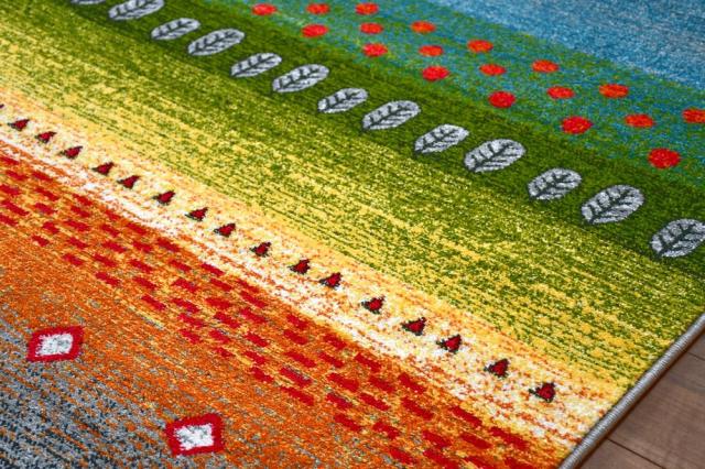 絨毯 ラグ 160×230cm おしゃれ かわいい 厚手 カーペット ギャッベ風 柄 じゅうたん ウィルトン織 オレンジ ネイビー デザインラグ CNL 【ロッブ 160×230】 長方形 約3畳 サイズ ラグマット_13
