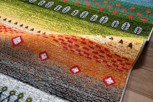 絨毯 ラグ 160×230cm おしゃれ かわいい 厚手 カーペット ギャッベ風 柄 じゅうたん ウィルトン織 オレンジ ネイビー デザインラグ CNL 【ロッブ 160×230】 長方形 約3畳 サイズ ラグマット_14