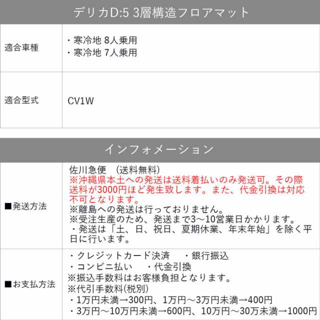 三菱 デリカD:5 デリカD5 CV系 ディーゼル車用 フロアマット ステップマット セット 3層構造 吸音仕様 カーペットマット フロアカーペッの通販はau  PAY マーケット インターセプター au PAY マーケット店 au PAY マーケット－通販サイト