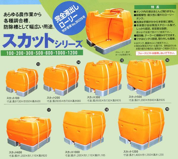 スイコー ローリータンク完全液出し100L (スカット100受台付：25A排水バルブ付き) /[水タンク 防除槽など]運搬に最適 [個人様宅配送不可] 法人限定スイコー スカット 100 黒 ローリータンク スカット
