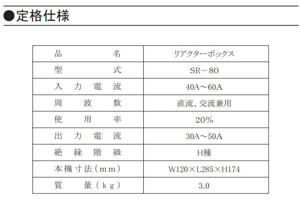 スズキット リアクターボックス SR-80 SAY−80L2で薄板溶接が可能