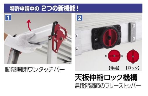 長谷川工業 天板・脚部伸縮式足場台 DSL1.0-2712 天板寸法：0.89〜1.20