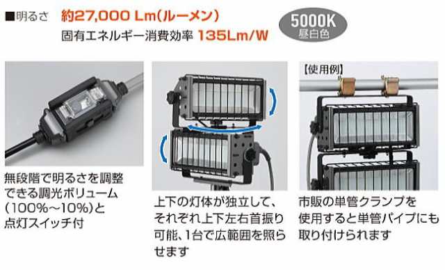 ハタヤリミテッド [HATAYA] 200W LED投光器 LE-2005KDの通販はau PAY マーケット 山蔵屋 au PAY  マーケット－通販サイト