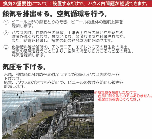 南栄工業 ビニールハウス用 無動力自動換気扇セット 電源不要で簡単換気 【法人様送料無料】｜au PAY マーケット