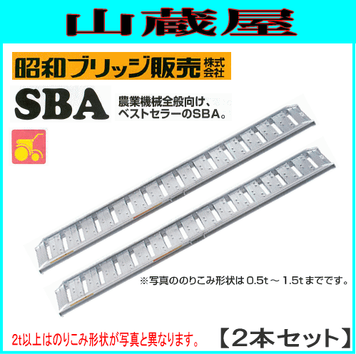 アルミブリッジ 昭和ブリッジ アルミブリッジ SBA-360-40-4.0(1セット2本) 小型・中型建機用・農業機械用 ゴムシュー・ホイール用 最大積載重量 4.0t/セット フック形状：ツメ 全長 3620mm