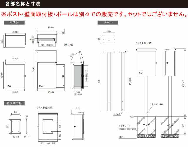 ポスト Ｍｅｒｒｙ メリー 鍵・壁面取付板付き 上入れ横出し 壁付けタイプ レッド ホワイト色 戸建て ポスト 壁付けポスト 郵便ポスト おしゃれ 送料無料 - 4