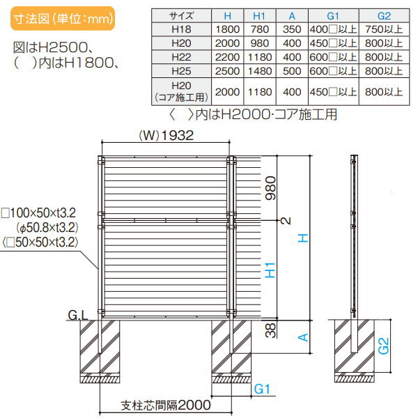 大型フェンス 四国化成 【大型フェンス BRF1型 本体 H600】 BRF2-0620 ガーデン DIY 塀 壁 囲い エクステリア_3