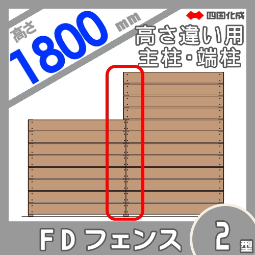 スクリーンフェンス 四国化成 FDフェンス 【2型用 高さ違い施工用 主柱・角柱 H1800】 15TMP-18 ガーデン DIY 塀 壁 囲い エクステリア_1