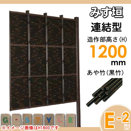 竹垣 人工 フェンス 【thH1200L】【みす垣 E-5型（黒竹）連結型 H1200 組立式 SSE5H-6012L】 竹垣フェンス 人工竹垣 目隠しフェンス 樹脂製 外壁 庭 和風空間 タケヒロ産業