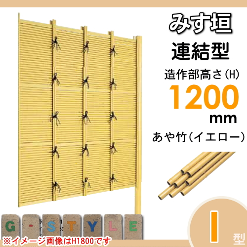 竹垣 人工 フェンス 【thH1200L】【みす垣 I型（イエロー）連結型 H1200 組立式 SSIF-1012L】 竹垣フェンス 人工竹垣 目隠しフェンス 樹脂製 外壁 庭 和風空間 タケヒロ産業