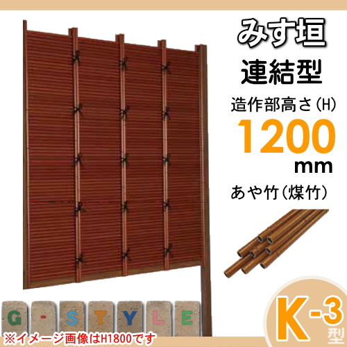 竹垣 人工 フェンス 【thH1200L】【みす垣 K-6型（煤竹）連結型 H1200 組立式 SSK6B-5012L】 竹垣フェンス 人工竹垣 目隠しフェンス 樹脂製 外壁 庭 和風空間 タケヒロ産業_1