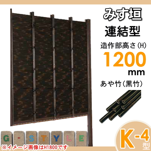 竹垣 人工 フェンス 【thH1200L】【みす垣 K-4型（黒竹）連結型 H1200 組立式 SSK5H-6012L】 竹垣フェンス 人工竹垣 目隠しフェンス 樹脂製 外壁 庭 和風空間 タケヒロ産業_1